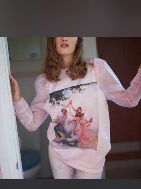 Selkie Blush Pink Ribbed-Neck Pullover